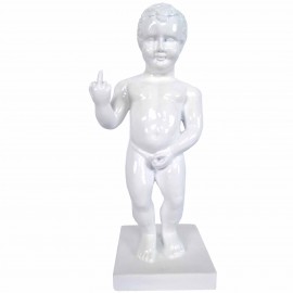 Statue en résine blanche le célèbre Manneken-Pis doigt d'honneur 35 cm