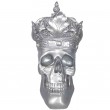 Statue en résine tête de mort argent avec couronne - 35 cm
