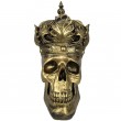 Statue en résine tête de mort dorée antique avec couronne - 35 cm