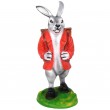 Jardinière en résine statue lapin debout veste rouge 75 cm