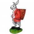 Jardinière en résine statue lapin debout veste rouge 75 cm