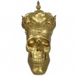 Statue en résine tête de mort couleur dorée avec couronne - 35 cm