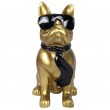 Statue chien bouledogue Français doré à lunette en résine 37 cm
