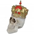 Statue en résine tête de mort multicolore avec couronne - 35 cm