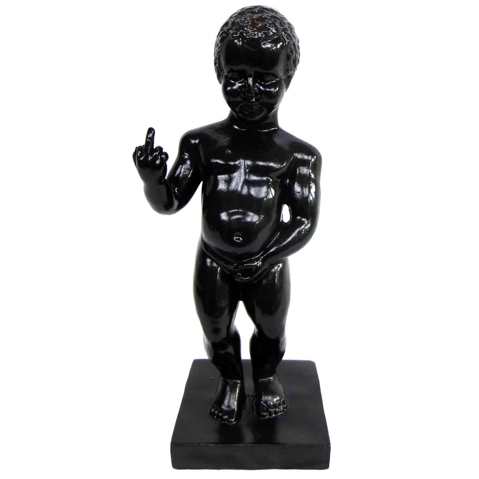 Statue Manneken-Pis En Résine Orange - 35 Cm, Doigt D'honneur, Neuf