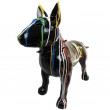 Statue chien bull terrier multicolore fond noir en résine - 110 cm