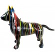 Statue chien bull terrier multicolore fond noir en résine - 110 cm
