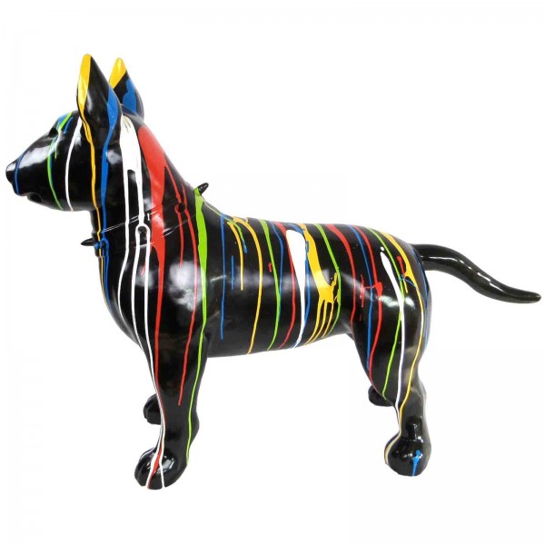 110 cm Jules Statue chien bull terrier multicolore en résine 