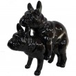 Statues chiens en résine couple de bouledogue Français noir- 55 cm