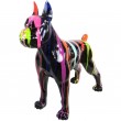 Statue chien boxer multicolore fond noir en résine - 105 cm