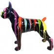 Statue chien boxer multicolore fond noir en résine - 105 cm