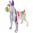 Statue chien boxer multicolore fond blanc en résine - 105 cm