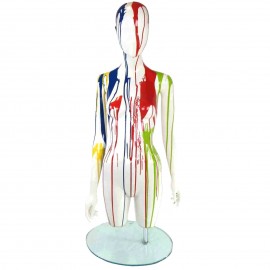 Statue buste de mannequin laqué fond blanc multicolore réglable 167 cm maxi