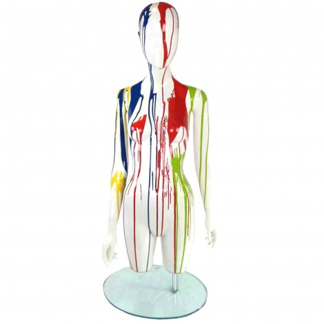 Statue buste de mannequin laqué fond blanc multicolore réglable 167 cm maxi