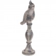 Statue oiseau avec houppette en fonte grise - 36 cm