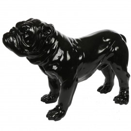 Statue en résine noire chien bouledogue anglais 75 cm