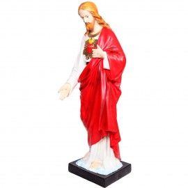 Statue religieuse Christ en résine polychrome - 115 cm