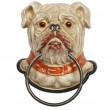 Statue tête de chien bouledogue Français murale en fonte patine antique - 17 cm