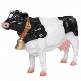 Statue en résine vache avec cloche - 125 cm