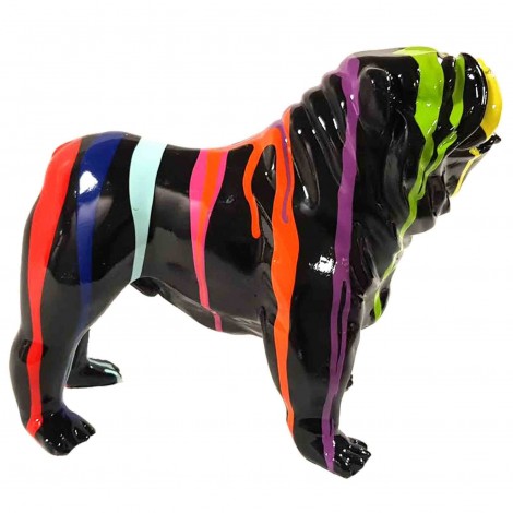 Statue en résine CHIEN bouledogue anglais multicolore - 28 cm