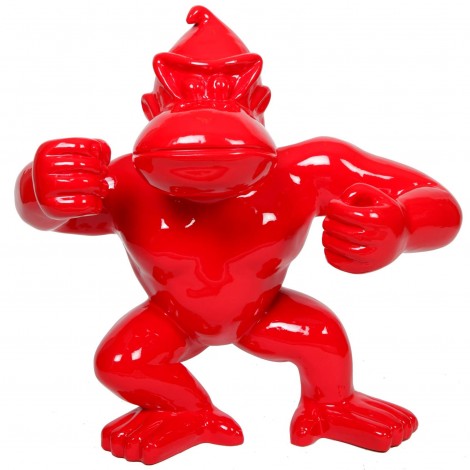Statue en résine Donkey Kong gorille singe debout rouge - Dagobert - 83 cm