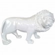 Statue lion en résine blanc debout tête tournée 90 cm