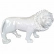 Statue en résine blanche lion debout tête tournée 90 cm