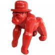 Statue gorille résine singe rouge origami - 25 cm