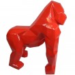 Statue gorille résine XXL origami de couleur rouge 130 cm