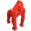 Statue XXL en origami gorille en résine de couleur rouge 130 cm