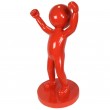 Statue design en résine rouge personnage tête ronde 100 cm