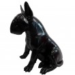 Statue chien bull terrier assis en résine noire 62 cm