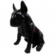 Statue chien bull terrier assis en résine noire 62 cm