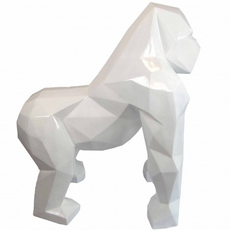 Statue gorille résine origami de couleur blanc 130 cm