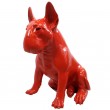 Statue chien bull terrier assis en résine rouge 62 cm