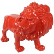 Statue en résine rouge lion tête tournée 90 cm