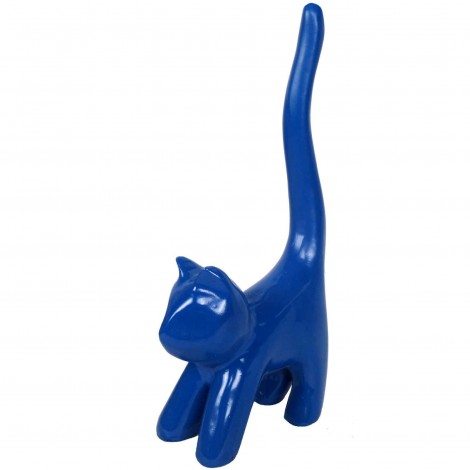 Statue chat bleu en résine (Amide) - 34 cm