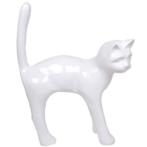 Statue en résine chat blanc - 105 cm