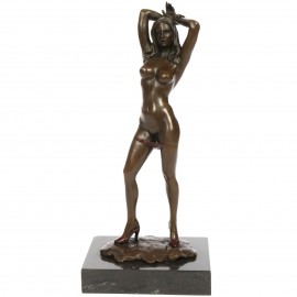 Statue érotique en bronze femme nue 32 cm