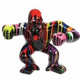Statue en résine Donkey Kong gorille singe debout multicolore fond noir 57 cm