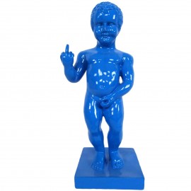 Statue en résine bleu Manneken-Pis doigt d'honneur 35 cm