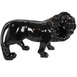 Statue lion en résine noir tête tournée 90 cm