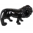 Statue en résine noire lion tête tournée 90 cm