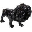 Statue en résine noire lion tête tournée 90 cm