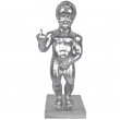 Statue Manneken-Pis en résine argent doigt d'honneur 35 cm