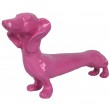 Statue chien teckel fuchsia en résine - 40 cm