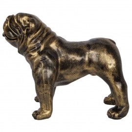 Statue en résine CHIEN bouledogue anglais patine dorée antique - 28 cm