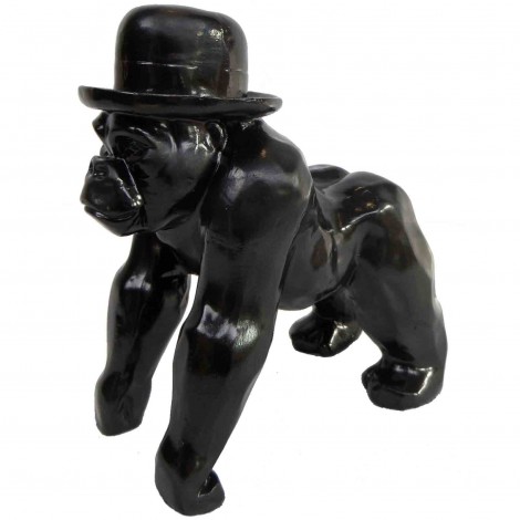 Statue en résine singe gorille noir en origami - 25 cm