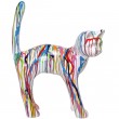 Statue en résine CHAT multicolore fond blanc (Patrick) - 105 cm