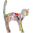 Statue en résine CHAT multicolore fond blanc (Patrick) - 105 cm